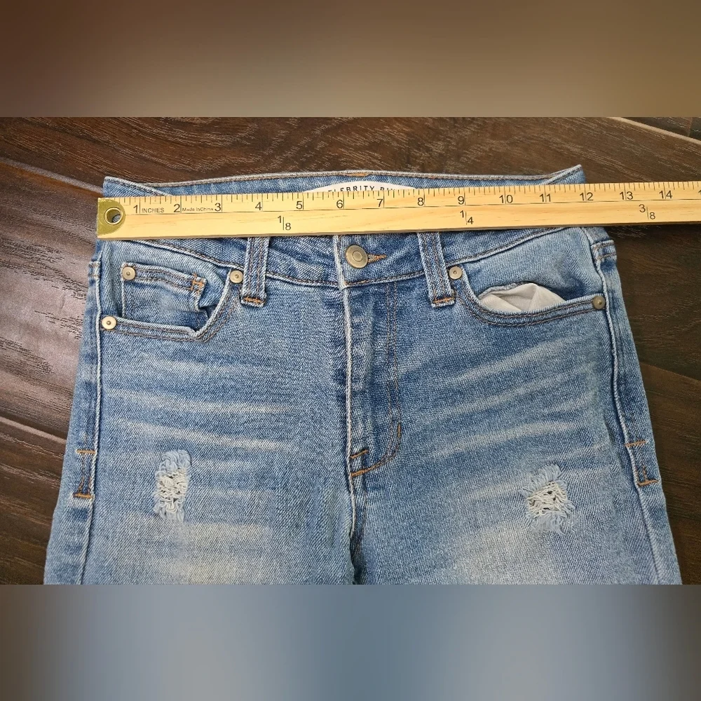 Celebrity Pink Womens Shredded Skinny Light Denim Blue Jeans Size 1